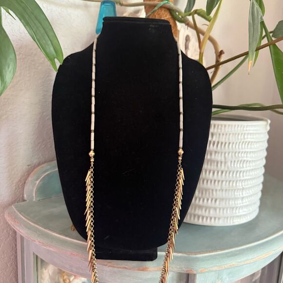 Jenny Bird Long Gold Tone Fringe Necklace - Picture 5 of 11